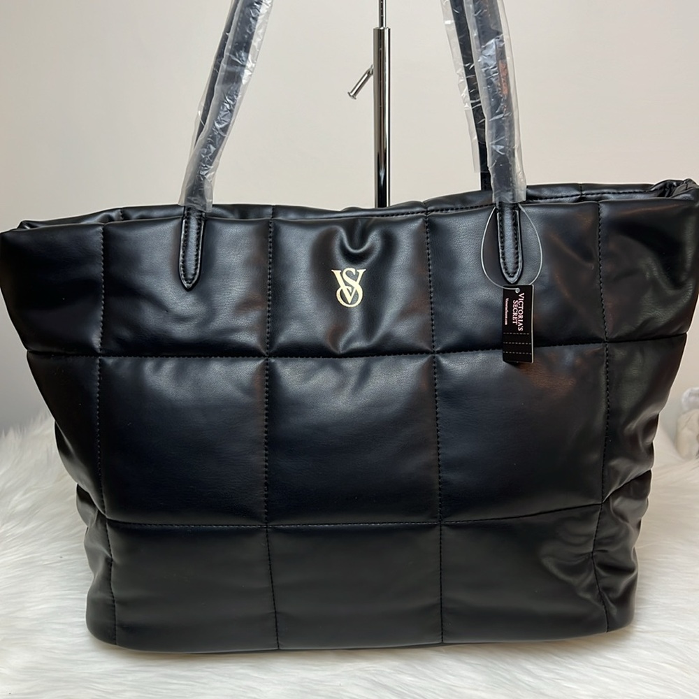 NWT Victoria’s Secret Black Quilted Tote Bag